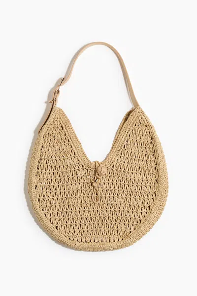 H&m Straw Shoulder Bag In Beige