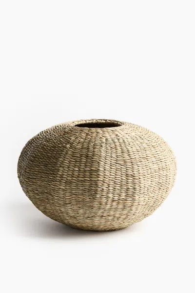 H&m Straw Vase In Beige