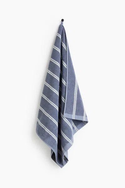 H&m Striped Bath Towel In Blue