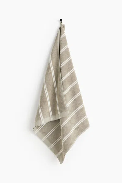 H&m Striped Bath Towel In Gray