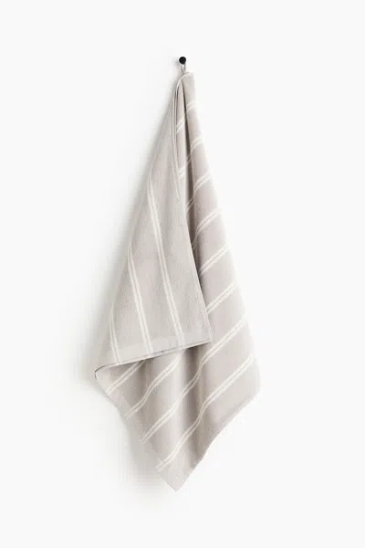 H&m Striped Bath Towel In Neutral