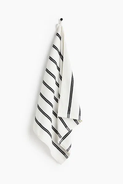 H&m Striped Bath Towel In White