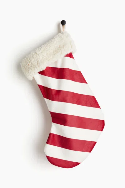 H&m Striped Christmas Stocking In Red