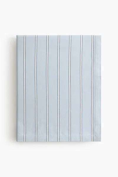 H&m Striped Cotton Sateen Tablecloth In Blue
