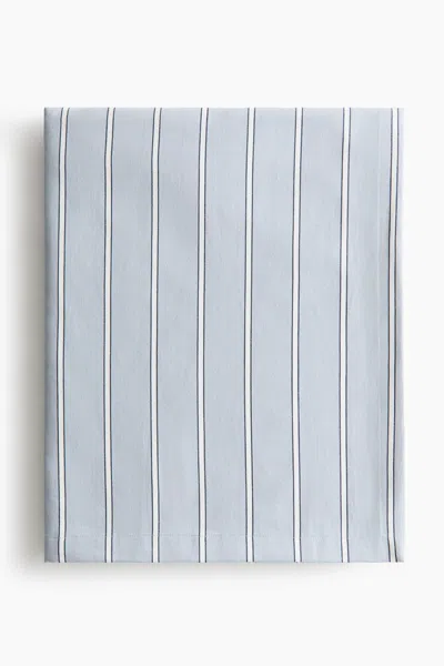 H&m Striped Cotton Sateen Tablecloth In Blue