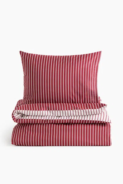 H&m Striped Cotton Single Duvet Cover Set In Multi