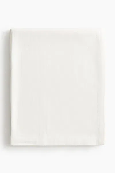 H&m Striped Cotton Tablecloth In White