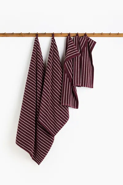 H&m Striped Hand Towel In Brown