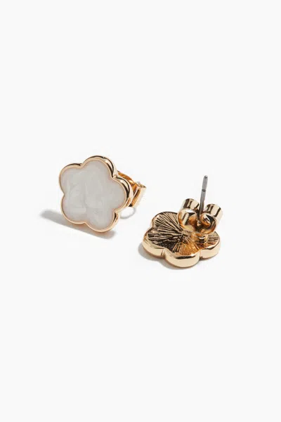H&m Stud Earrings In Gold-colored/white Flower
