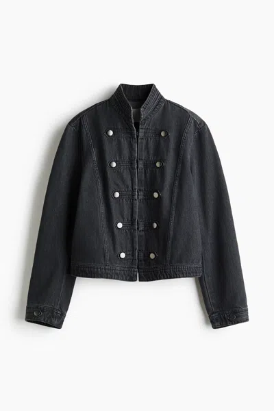 H&m Studded Denim Jacket In Black