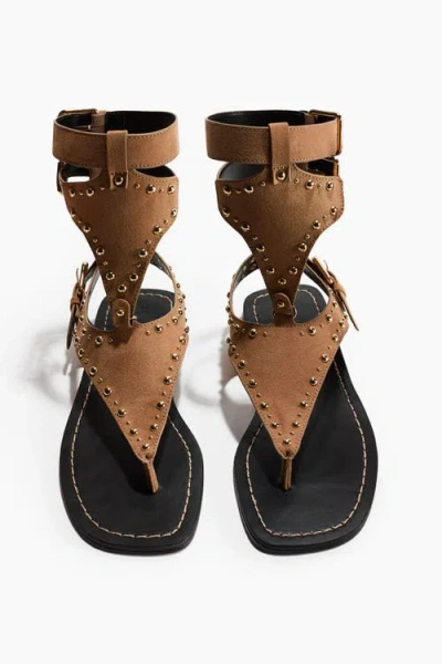 H&m Studded Sandals In Brown