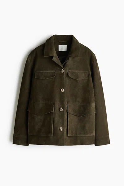 H&m Suede Jacket In Green