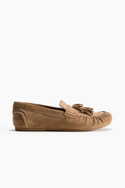 H&m Suede Loafers In Animal Print