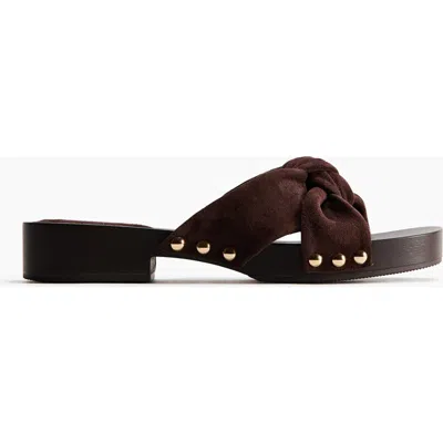 H&m Suede Sandals In Brown