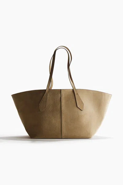 H&m Suede Shopper In Beige
