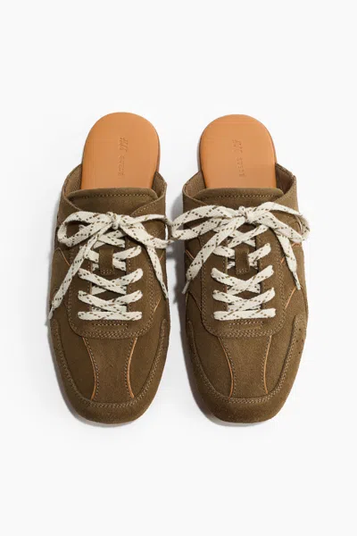 H&m Suede Sneaker-style Mules In Brown