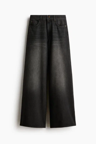 H&m Super Wide High Waist Jeans In Black