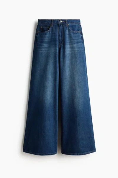 H&m Super Wide High Waist Jeans In Blue