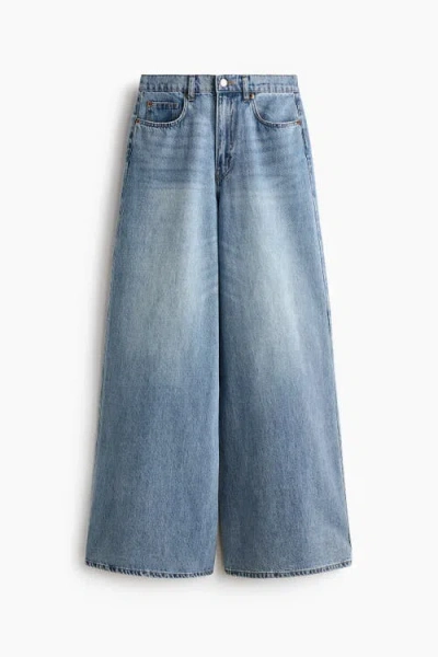 H&m Super Wide High Waist Jeans In Blue