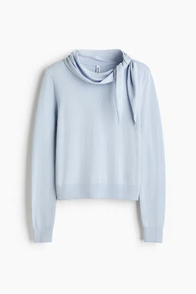 H&m Sweater With Scarf Collar In Blue