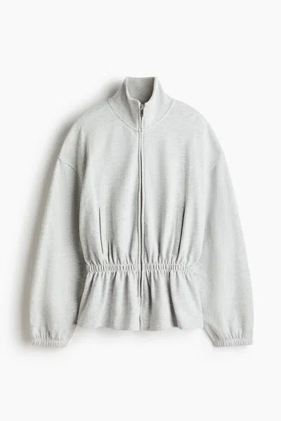 H&m Sweatshirt Jacket With Zipper In Gray