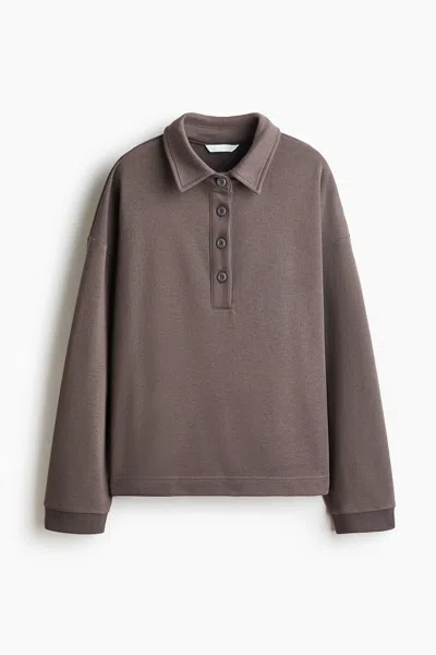 H&m Sweatshirt With Collar In Neutral