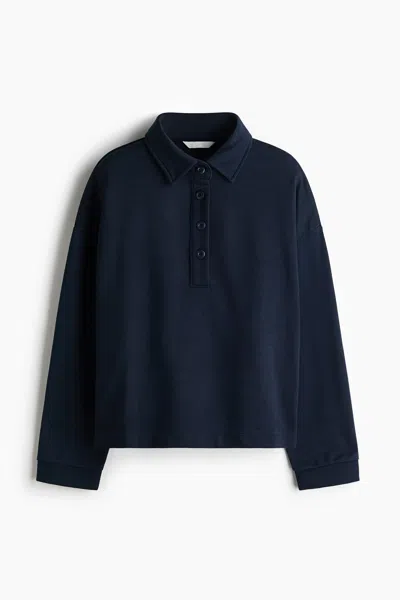 H&m Sweatshirt With Collar In Blue