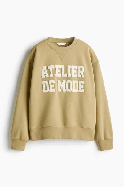 H&m Sweatshirt With Motif In Gold