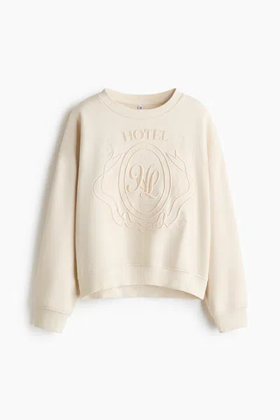 H&m Sweatshirt With Motif In Neutral