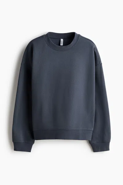 H&m Sweatshirt With Printed Motif In Blue
