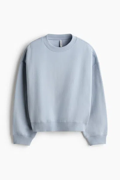 H&m Sweatshirt With Printed Motif In Blue