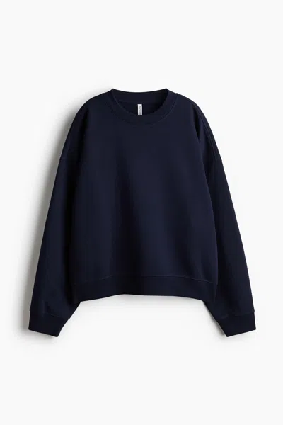 H&m Sweatshirt With Printed Motif In Blue