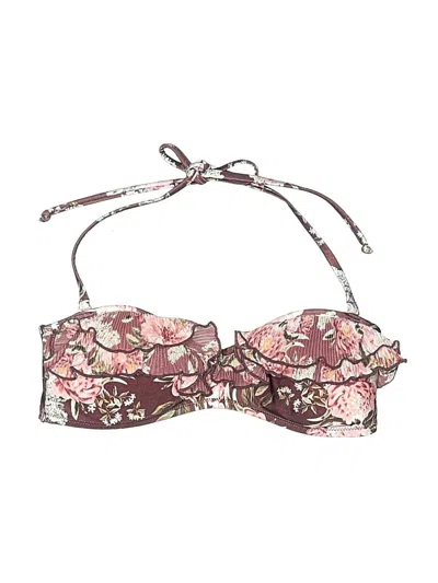 Pre-owned H&m Swimsuit Top Brown Floral Pattern Swimwear