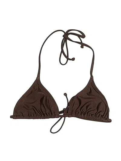 Pre-owned H&m Swimsuit Top Brown Solid Pattern Swimwear