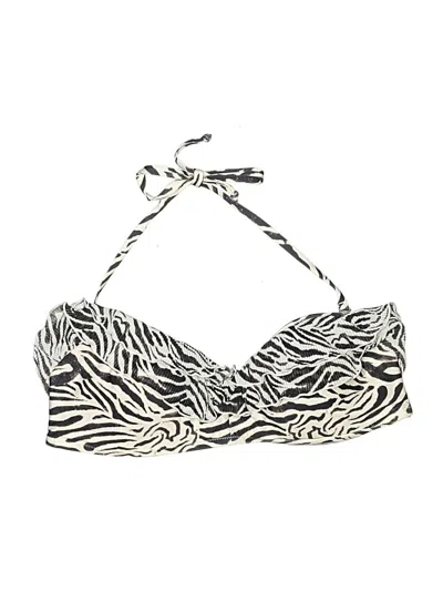 Pre-owned H&m Swimsuit Top Ivory Animal Print Pattern Swimwear
