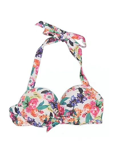 Pre-owned H&m Swimsuit Top Ivory Floral Pattern Swimwear