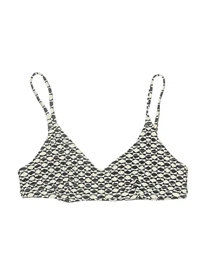 Pre-owned H&m Swimsuit Top Ivory Houndstooth Pattern Swimwear In White