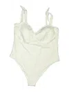 H&m Swimsuit Top Ivory Solid Pattern Swimwear In Ivory