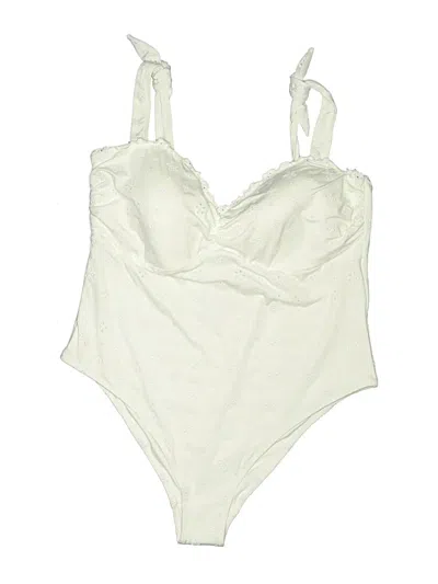 H&m Swimsuit Top Ivory Solid Pattern Swimwear