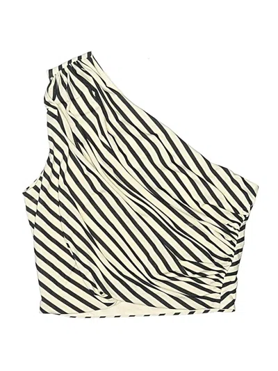 Pre-owned H&m Swimsuit Top Ivory Stripes Pattern Swimwear In White