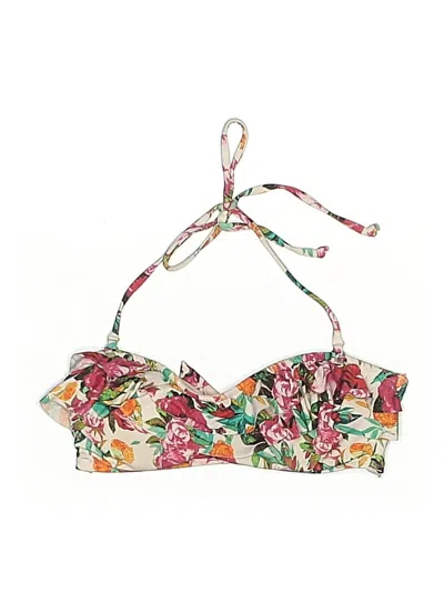 Pre-owned H&m Swimsuit Top Pink Floral Pattern Swimwear