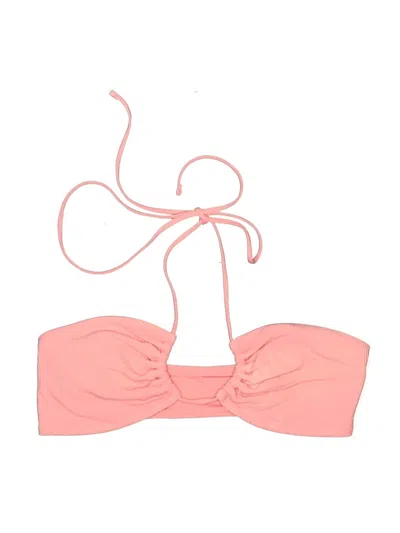 Pre-owned H&m Swimsuit Top Pink Solid Pattern Swimwear