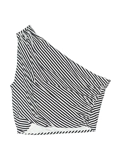 Pre-owned H&m Swimsuit Top White Chevron/herringbone Pattern Swimwear