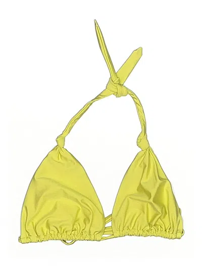 Pre-owned H&m Swimsuit Top Yellow Solid Pattern Swimwear