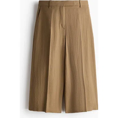 H&m Tailored Linen-blend Culottes In Brown