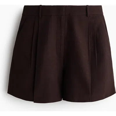 H&m Tailored Linen-blend Shorts In Brown