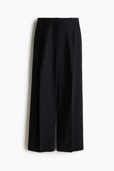H&m Tailored Linen-blend Trousers In Black