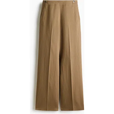 H&m Tailored Twill Trousers In Brown
