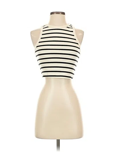 Pre-owned H&m Tank Top Ivory Strapless Neckline Tops In White