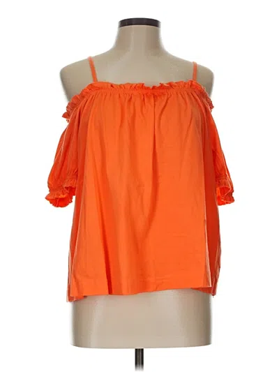 Pre-owned H&m Tank Top Orange Cold Shoulder Neckline Tops